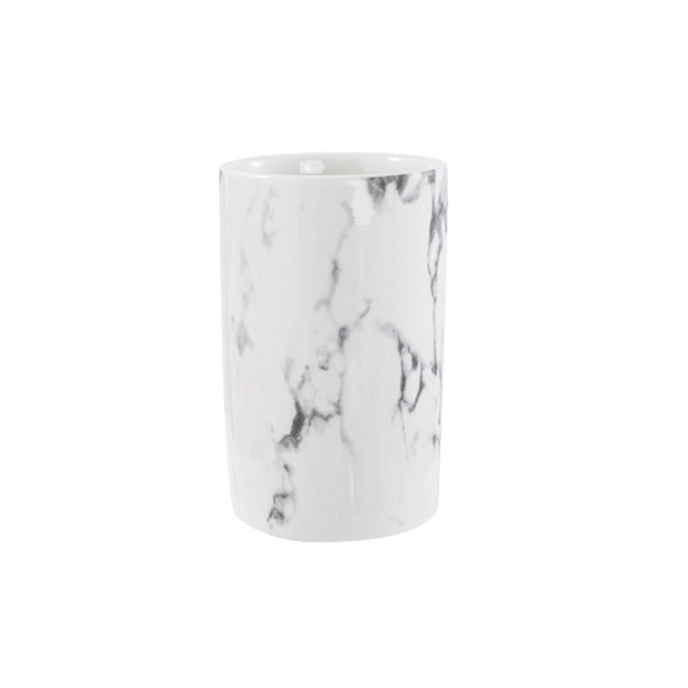 Creative ceramic cup office breakfast milk cup home hotel water cup marble mouthwash cup. (Stone pattern & White)