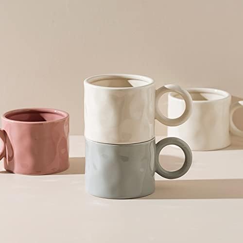 Breakfast Milk Oatmeal Cup With Round Handle Home Drinking Cup Microwave(Creamy White) (Roze)