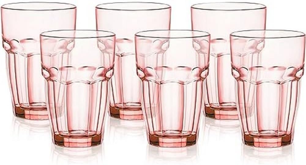 Bormioli Rocco Rock Bar Stackable Beverage, Set Of 6 Dishwasher Safe Drinking Glasses For Soda, Juice, Milk, Coke, Beer, Spirits – 12.5oz Durable Tempered Glass Water Tumblers For Daily Use