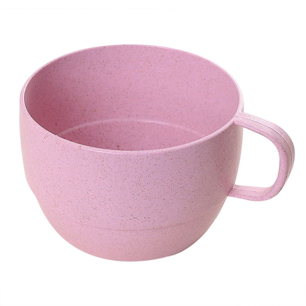 European Style Lightweight Milk Cup, Wide Mouth Simple Breakfast Drinking Cup Flat Bottom Drinking Cup(Pink)