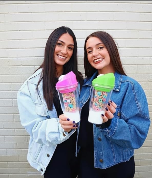 Portable Plastic Cereal Cup for Breakfast Easy to Carry to Go Cereal and Milk Container