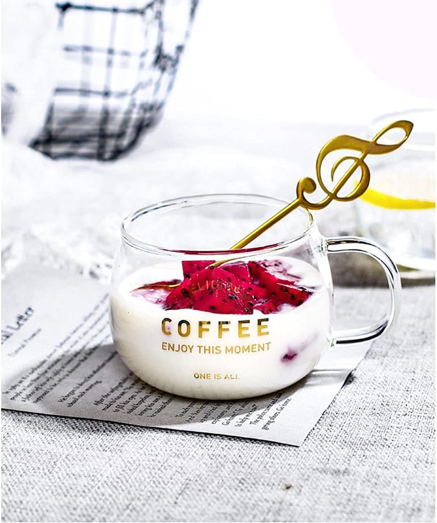 Drinking Cup Ewer Cup Female Breakfast Cup Heat-resistant Glass Cup Household Milk Cute Pot Belly Oatmeal Cup Coffee Mug (A) (A)
