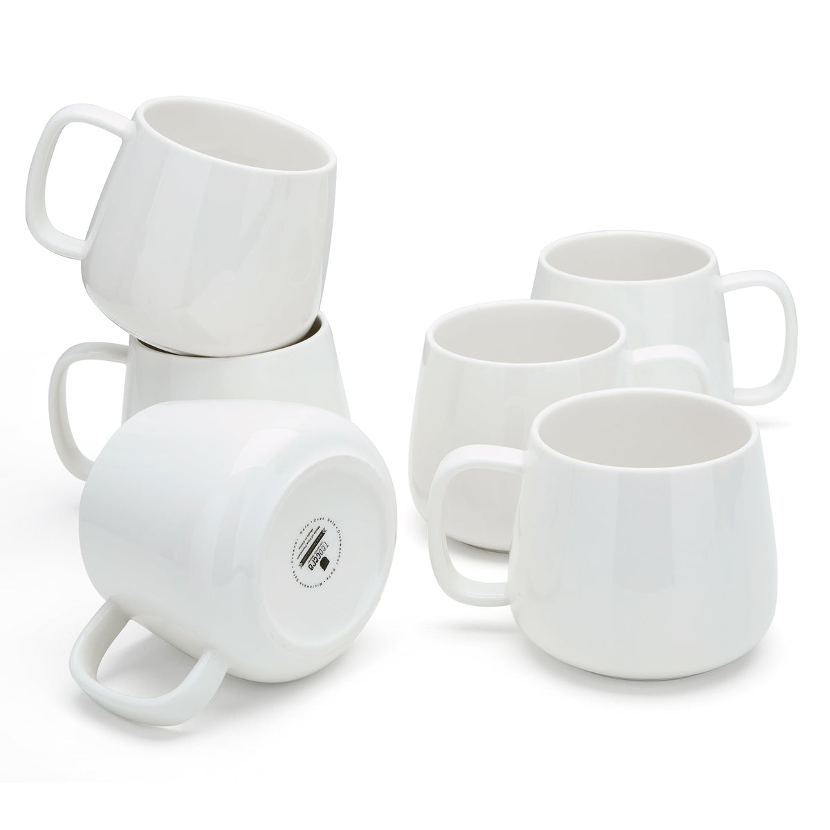 Teocera Coffee Mugs Set of 4-12oz Chip-Resistant Ceramic Cups with Ergonomic Handle | Dishwasher & Microwave Safe White Mugs | Keeps Beverage Hot, Perfect for Family Kitchen & Holiday Gifts