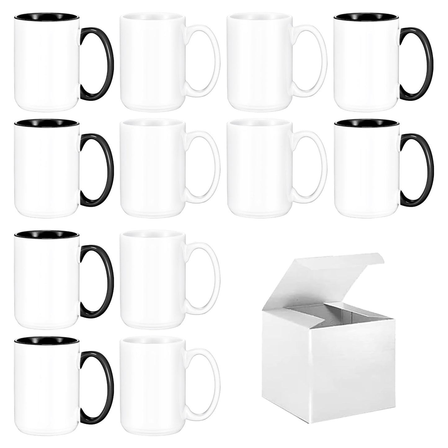 TANGLONG 11oz White Ceramic Sublimation Cups,12PCS Mugs Blank for DIY gifts | Tazas Para Sublimar,Ceramic Cup,Sublimation Mugs Blank, Bulk Mugs for Coffee, Tea, Latte, Soup, Milk, Cocoa, homemade gifts