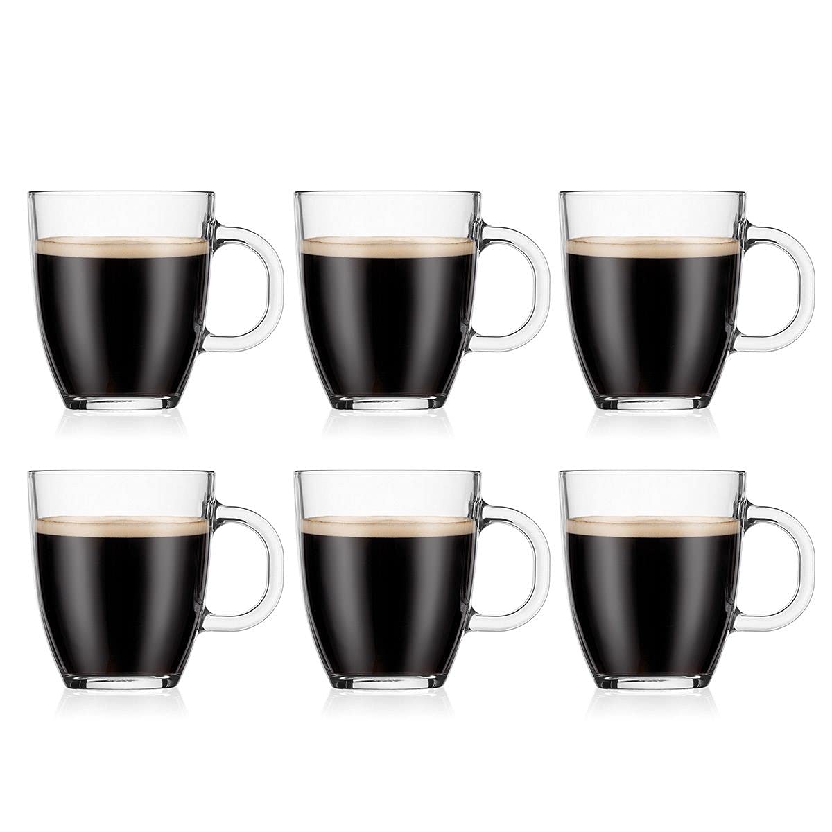 Bodum 12oz Bistro Coffee Mug Single-Wall Tempered Glass, 2 Pack, Clear | Single-Wall