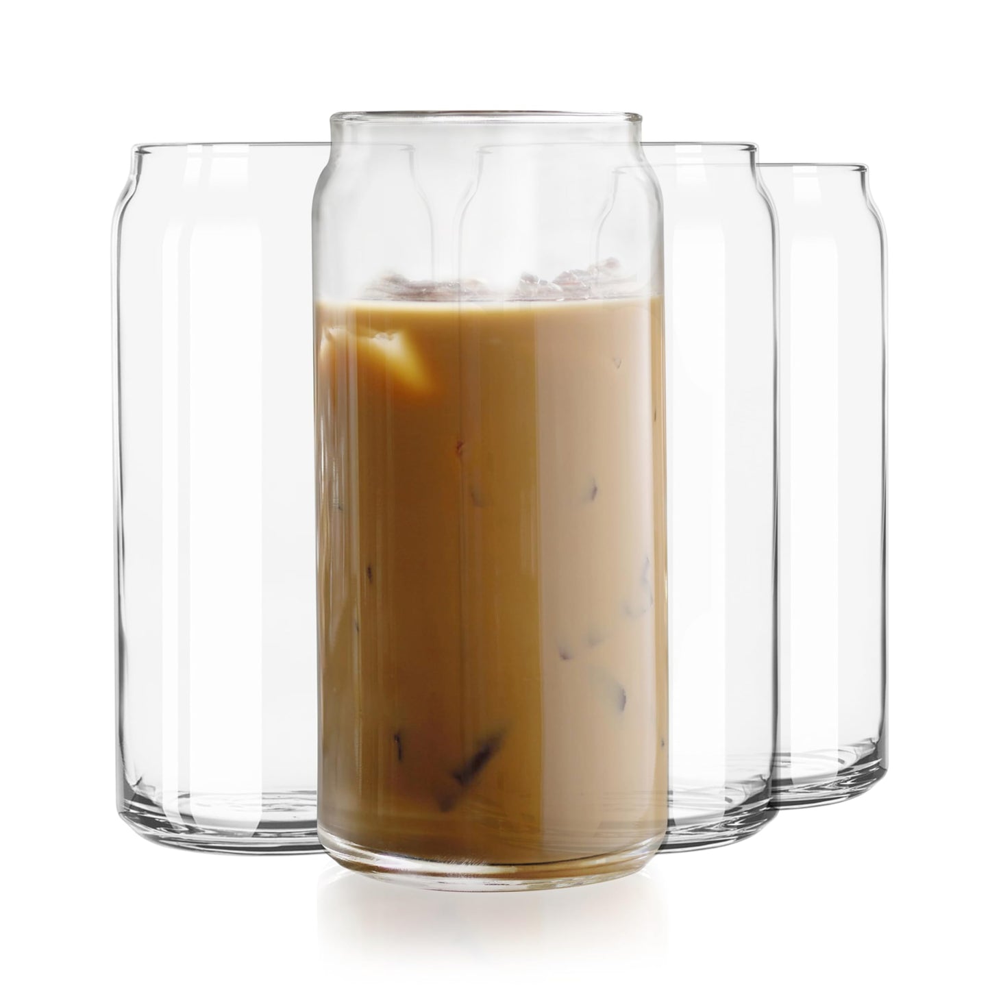 Libbey Classic Can Shaped Drinking Glasses Set of 4, Clear Kitchen Glass Tumbler, 16 Oz, Dishwasher Safe Glass Cups Set for Beverages and Cocktails