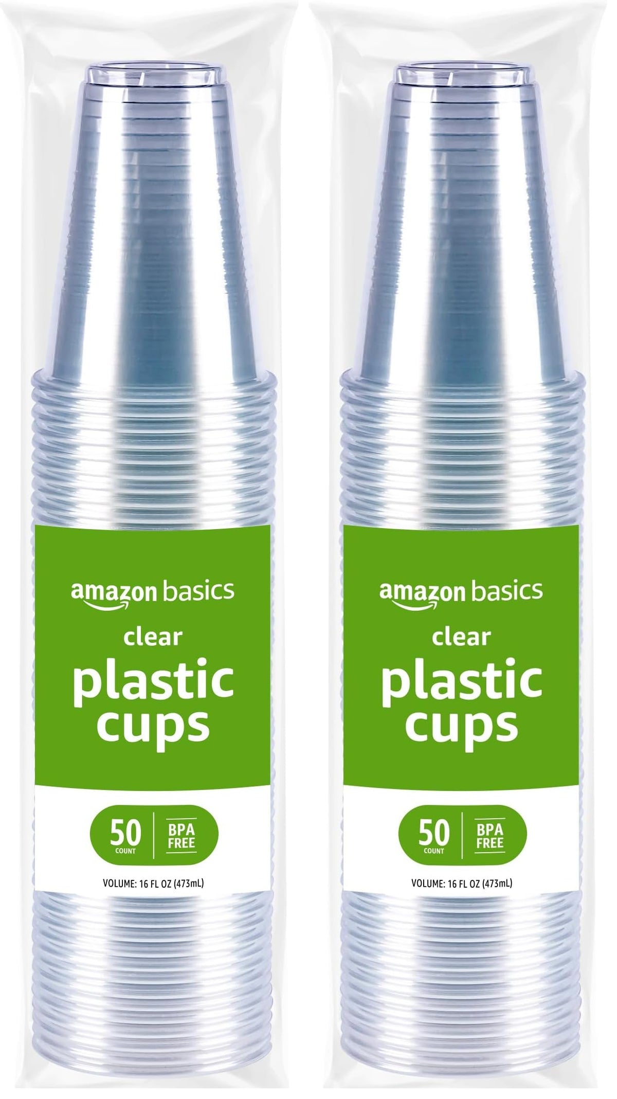 Amazon Basics Small Disposable Clear Plastic Cups, 9oz, 100 Count