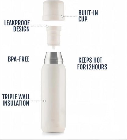 17 oz/500ml Stainless Steel Thermal Bottle for Hot and Cold Drinks Travel Coffee Mug with Cup Water Flask Vacuum Insulated Tumbler