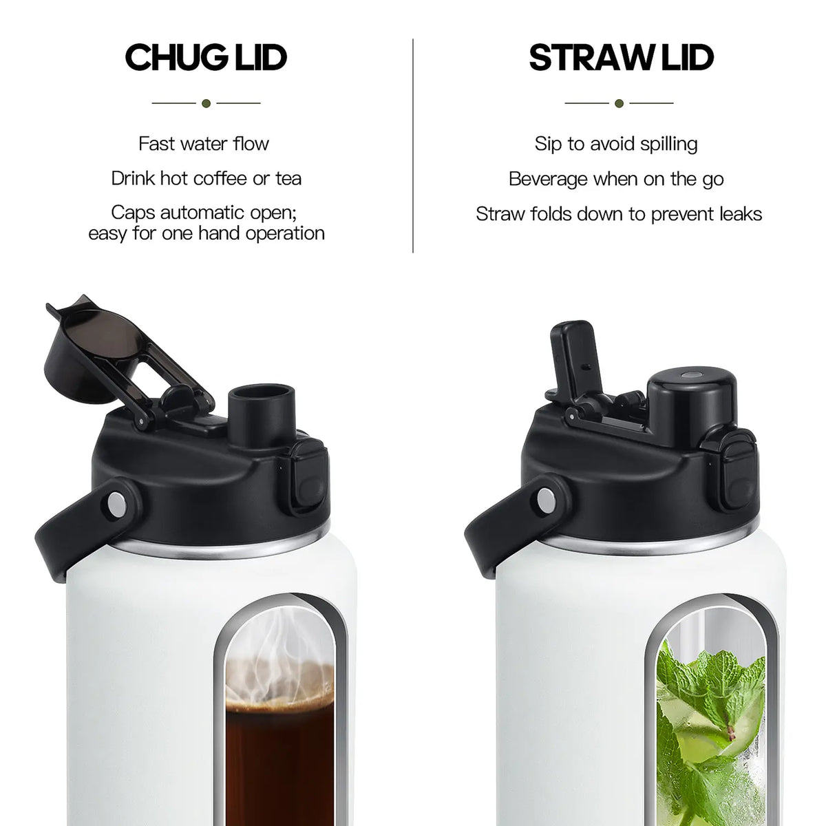 HydroPal 64oz Insulated Stainless Steel Water Bottle, Half Gallon, 2-in-1 Lid (Chug & Straw), Double-Walled Vacuum, Leak-Proof, Wide Mouth, Drinkware #Summervibes