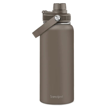 SANDJEST Summer Travel 32oz Sports Water Bottle with Spout Lid & Handle, Leak Proof Insulated Stainless Steel, Great for Outdoor, Gift for Men Him Dad