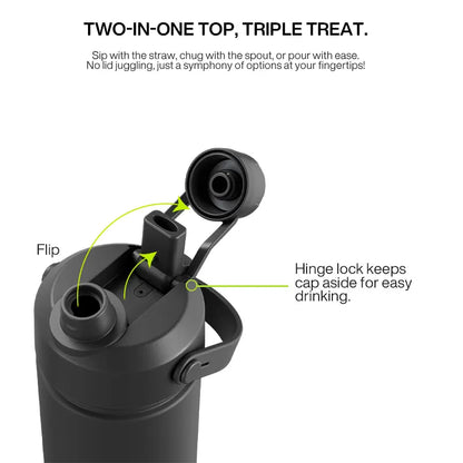 POWCAN 40 oz Insulated Vacuum Flask (Glam Printed), 2-in-1 Straw & Spout Lid, 24H Cold Retention, Leak-Proof BPA-Free Double Wall Stainless Steel Insulated Cup for Sports Travel, Gym