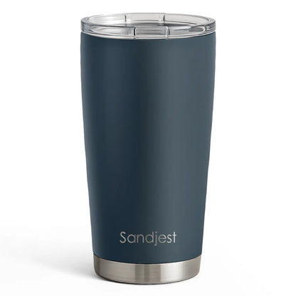 SANDJEST 20oz Stylish Botanical Daisies Insulated Stainless Steel Coffee Flask - Portable, Leakproof, Double-Wall Keeps Coffee Cozy Longer, Cup Holder Friendly, Reusable, Gym-to-Office Use, Iced or Hot Ready, Gift for Her