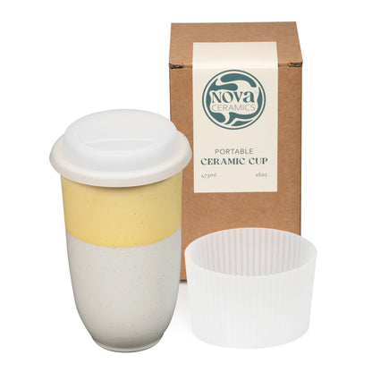 Nova Ceramics Travel Mugs - 12oz & 16oz - 26 Nature-Inspired Handmade Designs - Microwave & Dishwasher Safe, Perfect for On-the-Go Coffee Lovers