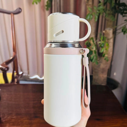 29 oz Stainless Steel Insulated Durable Water Bottle with Carry Strap, Portable Travel Flask for Hot and Cold Drinks, Outdoor Drinkware for Camping, Cycling, Home, and Office, Insulated Water Bottles #GLOBAL PICKS