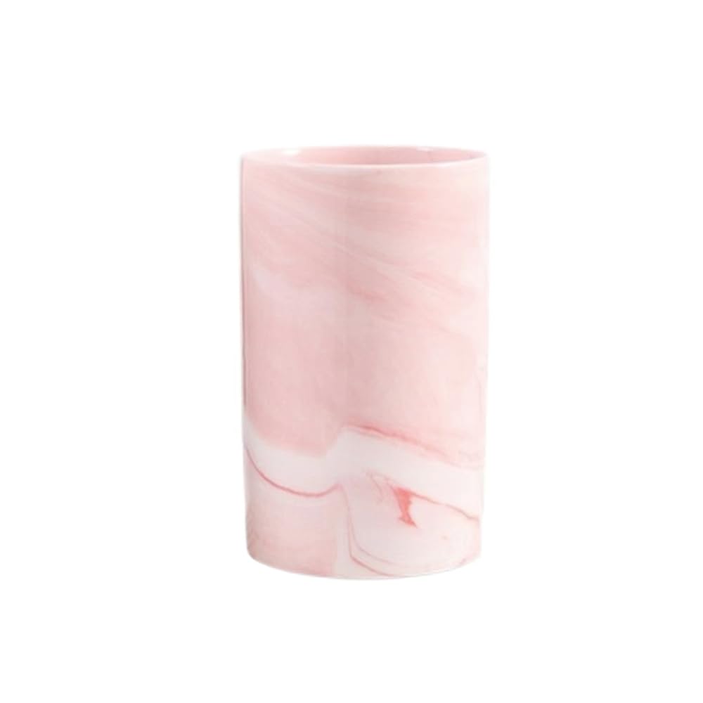 Creative ceramic cup office breakfast milk cup home hotel water cup marble mouthwash cup. (Stone pattern & White)