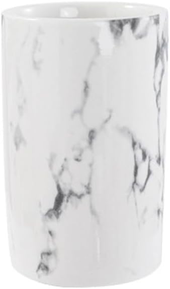 Creative ceramic cup office breakfast milk cup home hotel water cup marble mouthwash cup. (Stone pattern & White)