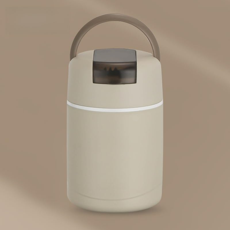 304 Stainless Steel Breakfast Cup, Portable Milk Water Cup with Lid Spoon for Outdoor (White)