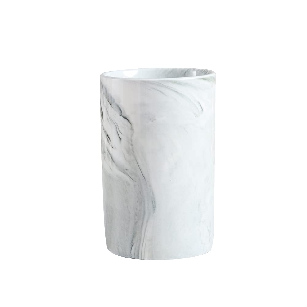 Creative ceramic cup office breakfast milk cup home hotel water cup marble mouthwash cup. (Stone pattern & White)