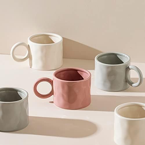 Breakfast Milk Oatmeal Cup With Round Handle Home Drinking Cup Microwave(Creamy White) (Roze)