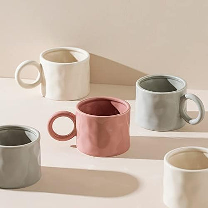 Breakfast Milk Oatmeal Cup With Round Handle Home Drinking Cup Microwave(Creamy White) (Roze)