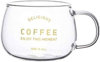 Drinking Cup Ewer Cup Female Breakfast Cup Heat-resistant Glass Cup Household Milk Cute Pot Belly Oatmeal Cup Coffee Mug (A) (A)