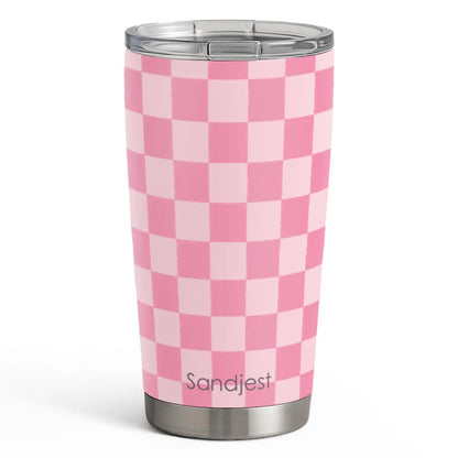 SANDJEST 20oz Stylish Botanical Daisies Insulated Stainless Steel Coffee Flask - Portable, Leakproof, Double-Wall Keeps Coffee Cozy Longer, Cup Holder Friendly, Reusable, Gym-to-Office Use, Iced or Hot Ready, Gift for Her