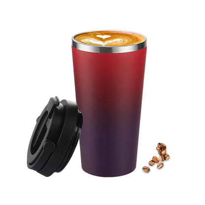 Funkrin Insulated Coffee Mug with Ceramic Coating, 16oz Iced Coffee Tumbler Cup with Flip Lid and Handle, Double Wall Vacuum Leak-Proof Travel Mug for Office School Party Camping