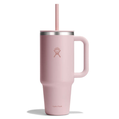 Hydro Flask Travel Tumbler with Handle, Lid and Straw - Insulated Stainless Steel in 40 Oz Agave