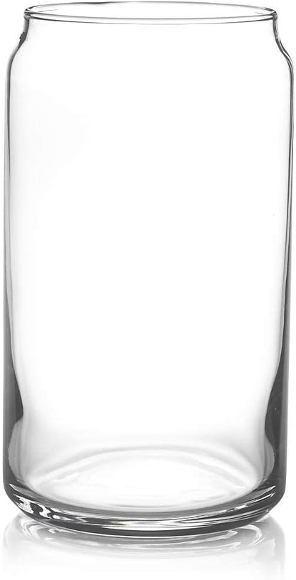 Drinking Glasses with Lid, Straw, 16oz Glass Cup Iced Coffee Tumblers, 1 Pc | Sleeve, Can Shaped, High Borosilicate Glass Drinking Set, Hot/Cold Beverages, for Beer, Tea, Juice, Gift, Bar Accessories