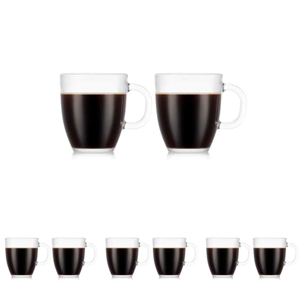 Bodum 12oz Bistro Coffee Mug Single-Wall Tempered Glass, 2 Pack, Clear | Single-Wall