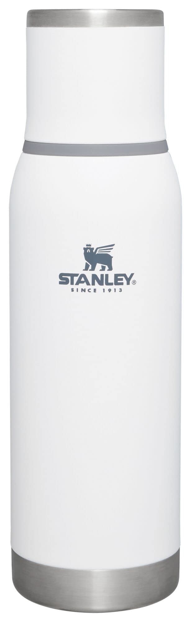 Stanley Adventure-To-Go Vacuum Bottle 25 oz | Wide Mouth with Leakproof Cup Lid | Keep Drinks Hot or Cold | Packable for Travel | Insulated Stainless Steel Thermal Bottle | BPA-Free | Frost White