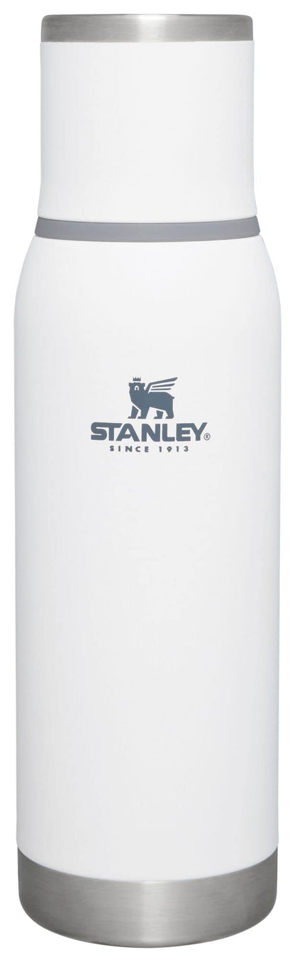 Stanley Adventure-To-Go Vacuum Bottle 25 oz | Wide Mouth with Leakproof Cup Lid | Keep Drinks Hot or Cold | Packable for Travel | Insulated Stainless Steel Thermal Bottle | BPA-Free | Frost White