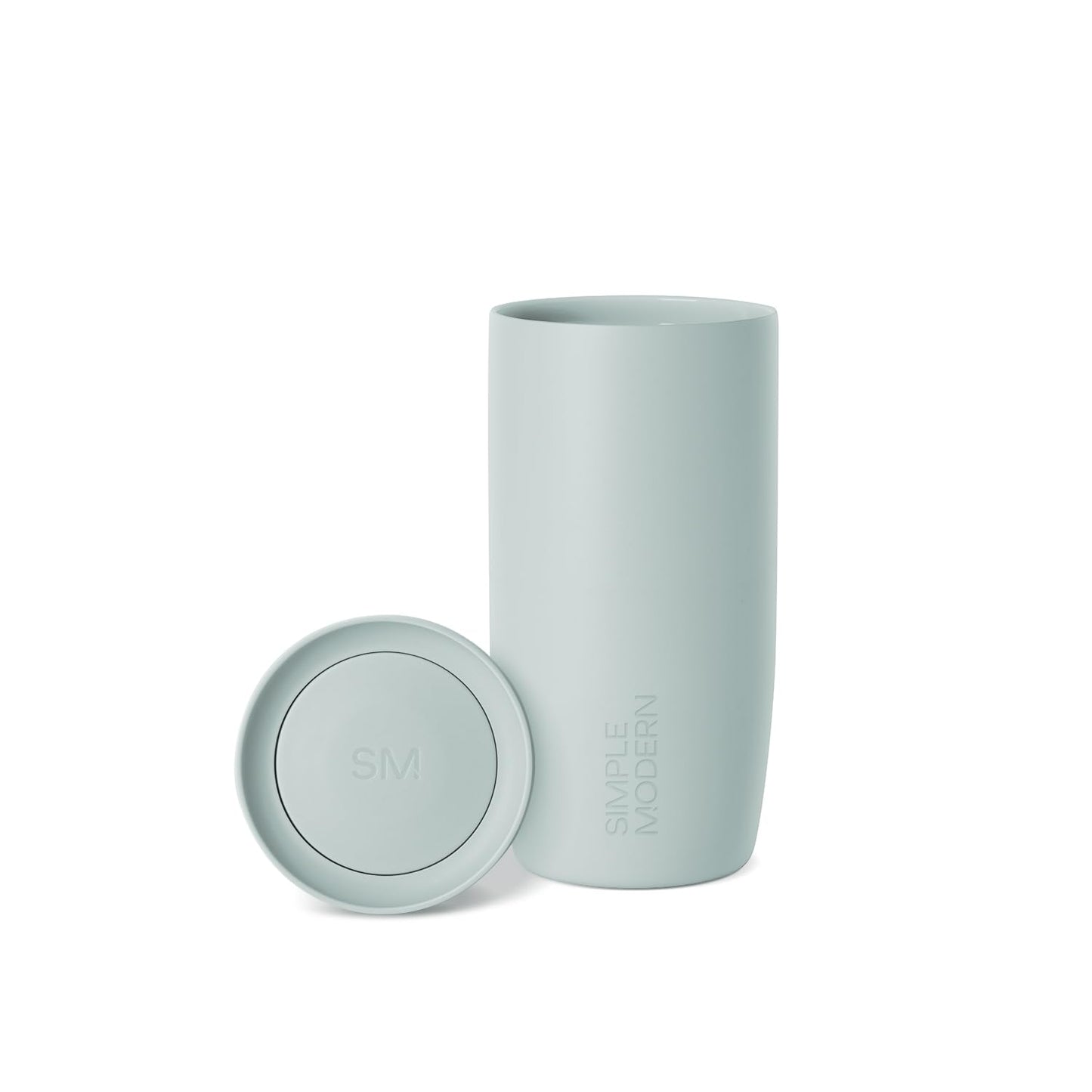 Simple Modern Insulated Travel Coffee Mug 360° Lid | 16oz | Green | Voyager Ceramic-Lined Insulated Stainless Steel Coffee Tumbler Iced Coffee Cup, Mug with Lid | Fits Cupholder, Sea Glass Sage