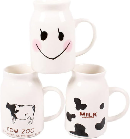 ZaH Milk Bottle Mug Ceramic 8oz Morning Mugs for Home Office School Restaurant Club Party, Milk Cup Novelty Coffee Mug Water Juice Cups, Milk