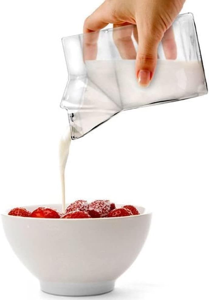 Mini Milk Creamer Carton Container - Half Pint Glass Milk Cups Coffee & Juice Glasses - Collect Bottles