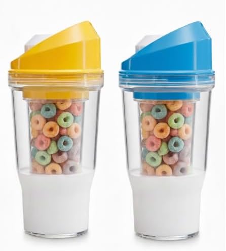 Portable Plastic Cereal Cup for Breakfast Easy to Carry to Go Cereal and Milk Container