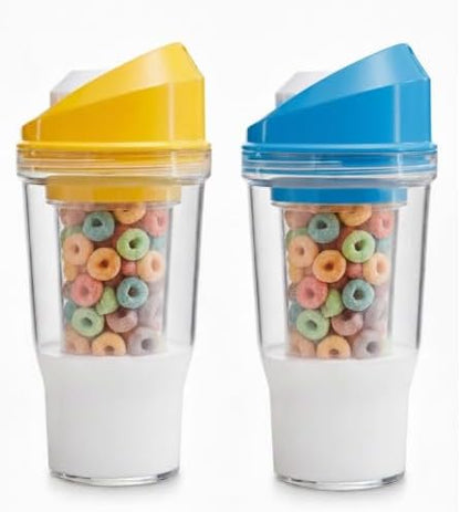 Portable Plastic Cereal Cup for Breakfast Easy to Carry to Go Cereal and Milk Container