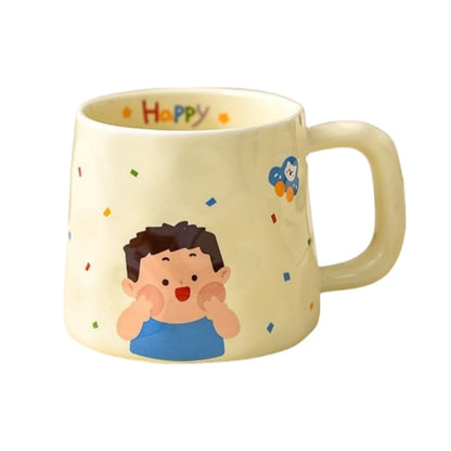 380Ml Ceramic Cartoon Family Breakfast Milk Cup