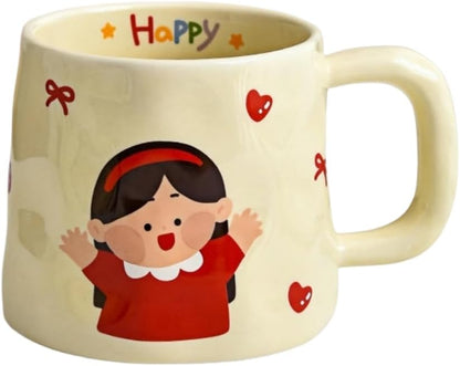 380Ml Ceramic Cartoon Family Breakfast Milk Cup