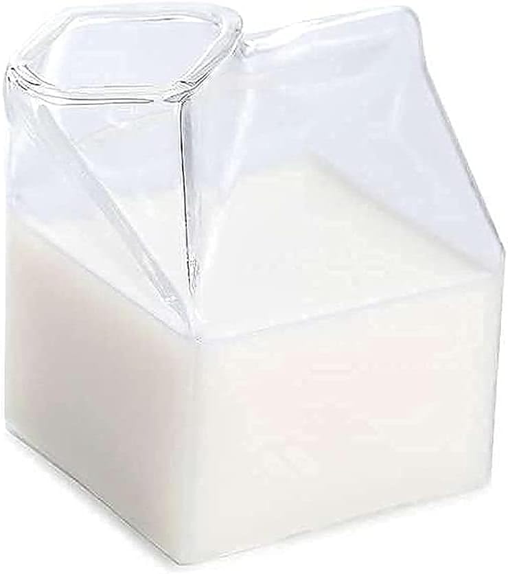 Mini Milk Creamer Carton Container - Half Pint Glass Milk Cups Coffee & Juice Glasses - Collect Bottles