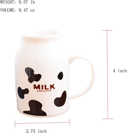 ZaH Milk Bottle Mug Ceramic 8oz Morning Mugs for Home Office School Restaurant Club Party, Milk Cup Novelty Coffee Mug Water Juice Cups, Milk