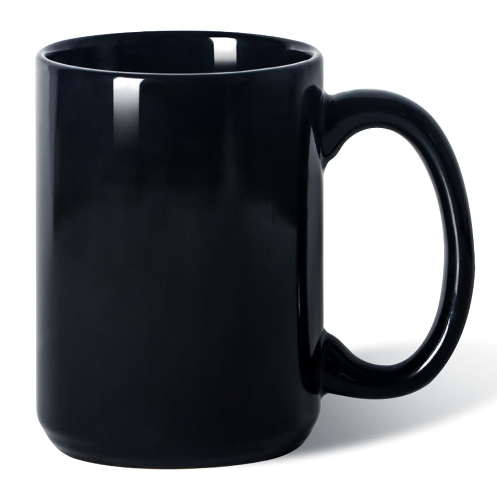 15 OZ Coffee Mug, Classic Blank Ceramic Cup with Large Handle for Tea Latte Cappuccino, Blue