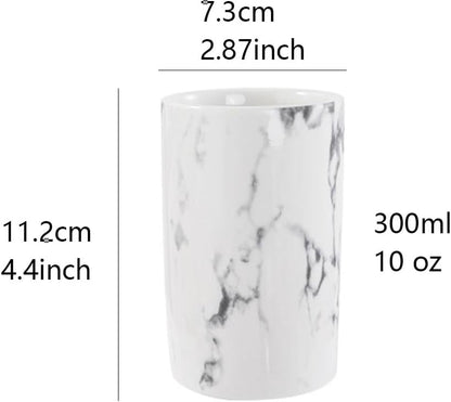 Creative ceramic cup office breakfast milk cup home hotel water cup marble mouthwash cup. (Stone pattern & White)