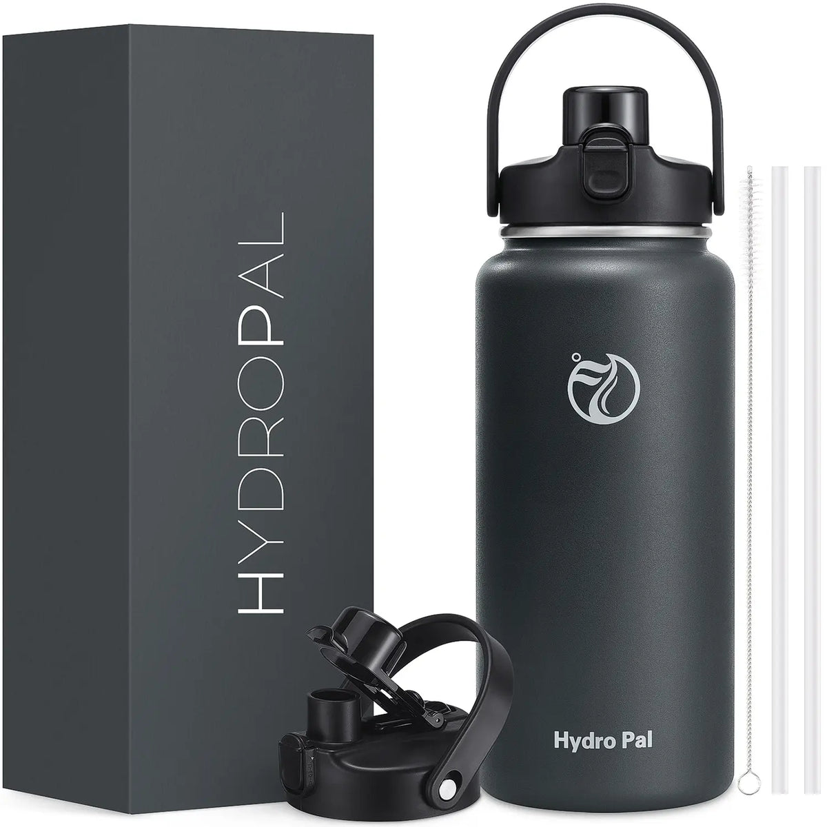 HydroPal 64oz Insulated Stainless Steel Water Bottle, Half Gallon, 2-in-1 Lid (Chug & Straw), Double-Walled Vacuum, Leak-Proof, Wide Mouth, Drinkware #Summervibes