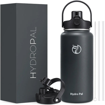 HydroPal 64oz Insulated Stainless Steel Water Bottle, Half Gallon, 2-in-1 Lid (Chug & Straw), Double-Walled Vacuum, Leak-Proof, Wide Mouth, Drinkware #Summervibes