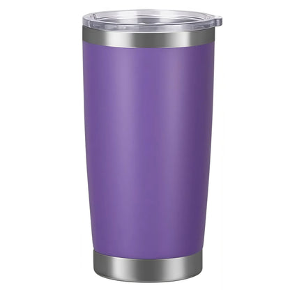 LMMAKE 1PC 20oz Portable Wide Mouth Reusable Thermos Cup, Double-Wall Vacuum Insulated Stainless Steel Flask with Powder-Coated Lid, Kitchenware Drinkware for Hot & Cold Drinks