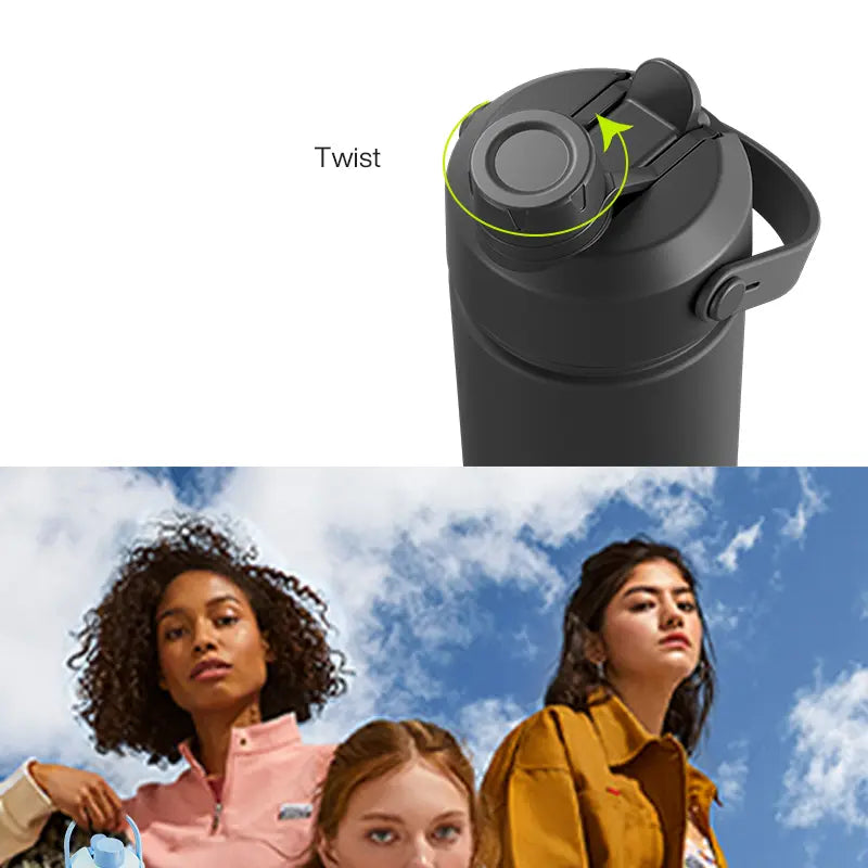 POWCAN 40 oz Insulated Vacuum Flask (Glam Printed), 2-in-1 Straw & Spout Lid, 24H Cold Retention, Leak-Proof BPA-Free Double Wall Stainless Steel Insulated Cup for Sports Travel, Gym