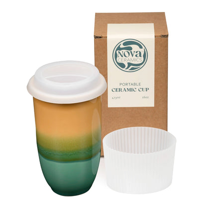 Nova Ceramics Travel Mugs - 12oz & 16oz - 26 Nature-Inspired Handmade Designs - Microwave & Dishwasher Safe, Perfect for On-the-Go Coffee Lovers