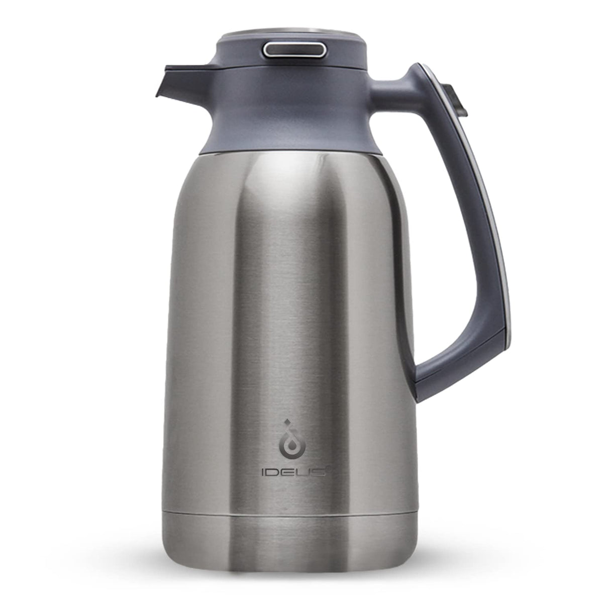 IDEUS Thermal Coffee Carafe, Stainless Steel Double Wall Insulated Vacuum Flask, Water Jug Coffee Server and Beverage Dispenser, Heat and Cold Retention (White-Gold, 68, Fluid Ounces)