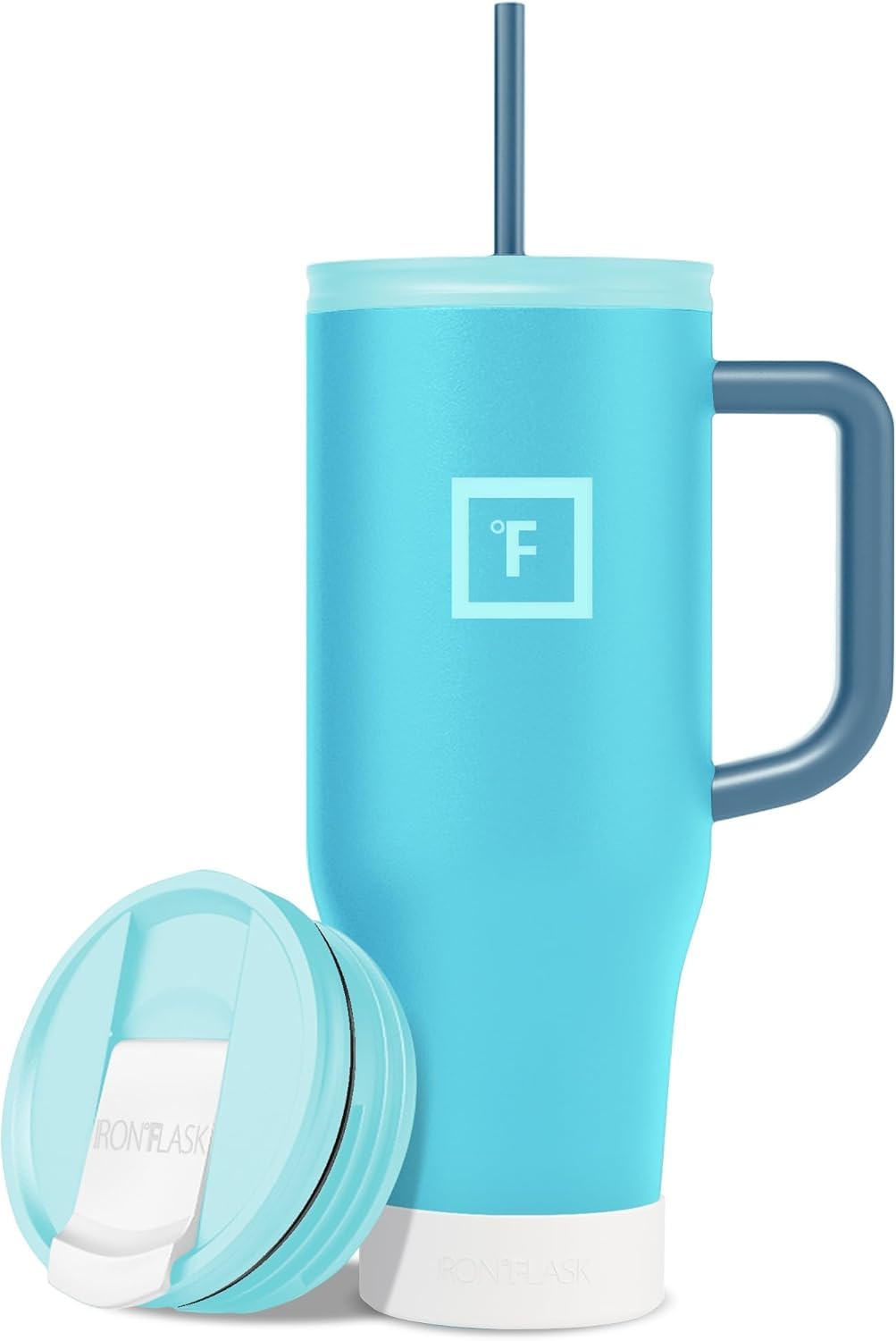 IRON °FLASK 40 oz Co-Pilot Insulated Travel Mug | Insulated Travel Mug with Straw & Flip Cap Lids - Cup Holder Fit, Leakproof, BPA Free (Aurora)